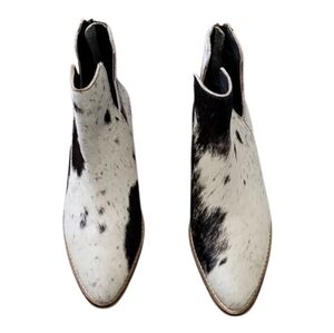 Myra Bag Womens Black Brown and White Cow Skin Leather Ankle Bootie Size 7